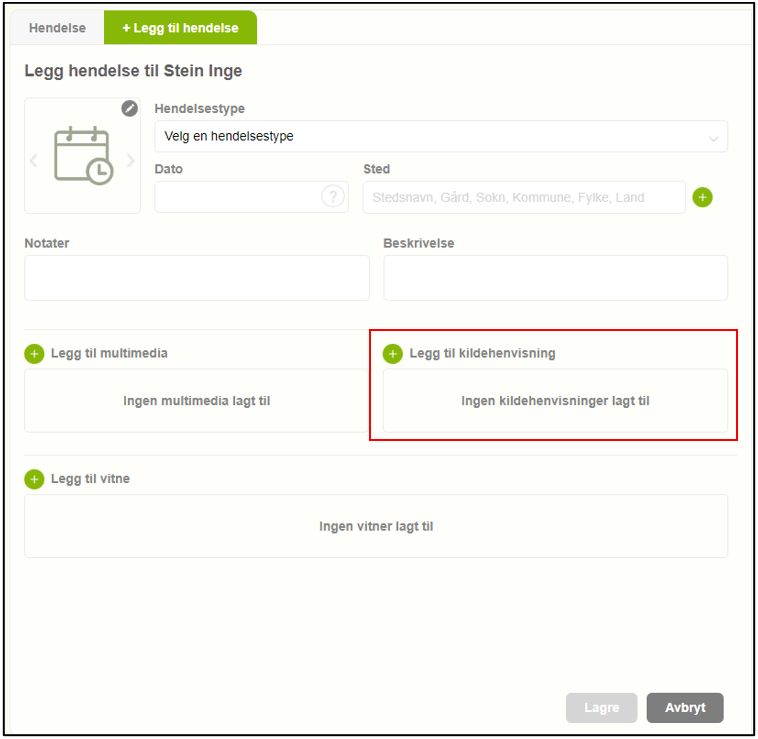 Legg til kilde til en hendelse