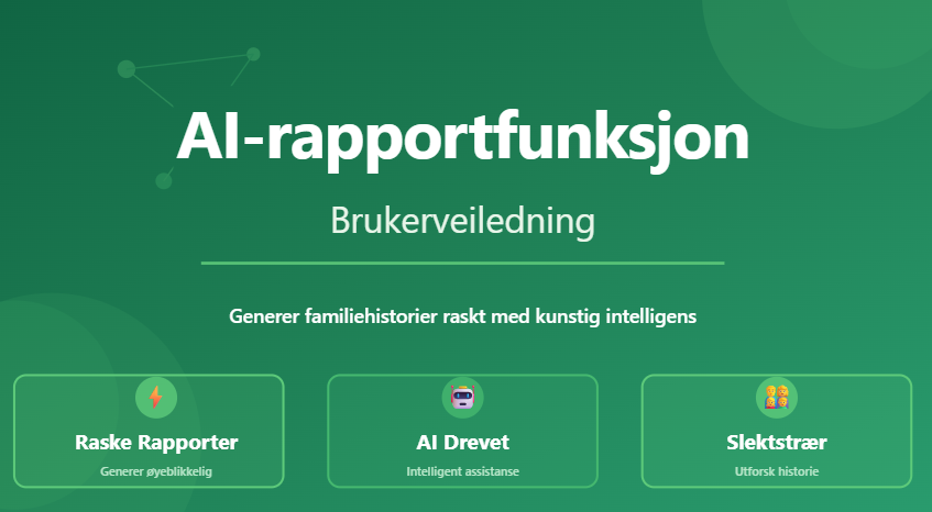AI-rapportfunksjon – Brukerveiledning